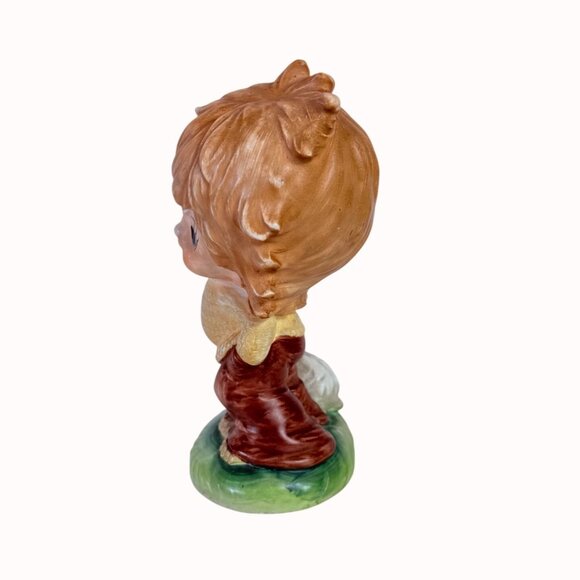 Inarco 70s Tom Girl Figurine VTG Big Eye Kawaii Ceramic Retro Bedroom Decor MCM - Picture 4 of 12